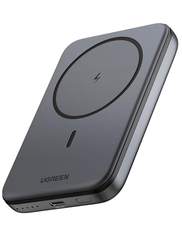 UGREEN 10000mAh Power Bank Inalabrico PD 20W Carga Raida, Cargador USB C Portail Magnético, Bateria Externa Compatible...