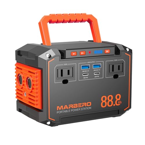 MARBERO - Generador de energía portátil 88.8 Wh, 150 W pico, banco de energía portátil con toma de corriente de 110...