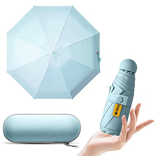 RENDIN Sombrilla Portatil para Sol y Lluvia - Paraguas de Bolsillo para Viaje, 8 Varillas Mini Sombrilla Paraguas UV...