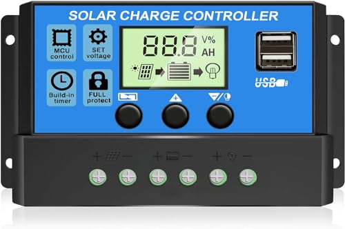 [Actualizado] driver de carga solar de 30 A, regulador de panel solar de 12 V/24 V con visualización LCD ajustable,...
