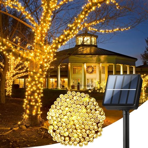 DAHAN Luces Navideñas, Luces para Arbol de Navidad con Panel Solar y Enchufe, Serie de Luces Impermeables, Cadena Luces...