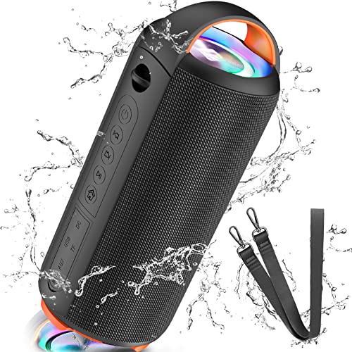 Bocina Bluetooth, Altavoz Portátil Impermeable IPX6, Mini Bocina de RGB, Sonido Estéreo TWS, Batería de 5200 mAh...