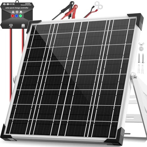 Voltset - Kit de panel solar de 20 W y 12 V, soporte de cargador de batería solar monocristalino + driver de carga MPPT...