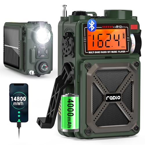 Greadio Radios portátiles de onda corta con radio meteorológica NOAA, radio digital AM FM 14800 mAh con Bluetooth 5.4,...
