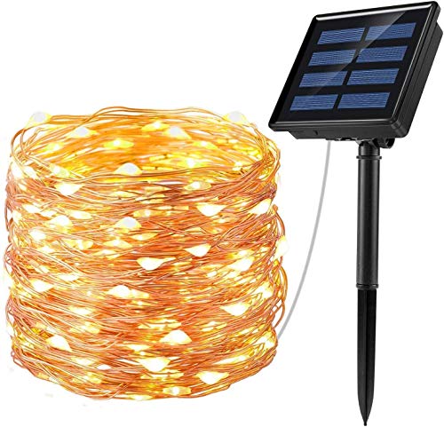 DQST Luces Led Solar de 8 Modos, 22M con 200LEDs, Tiras Led con Luz, IP65 Impermeable Guirnalda Luces Solares para...