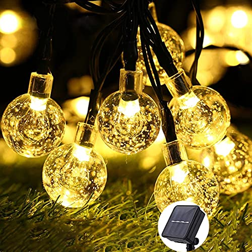 DQST Cadena de Luz Solar con 30LED Globos de 6.5M para Exteriores, Guirnalda de Luces Led Impermeable con 8 Modos de...